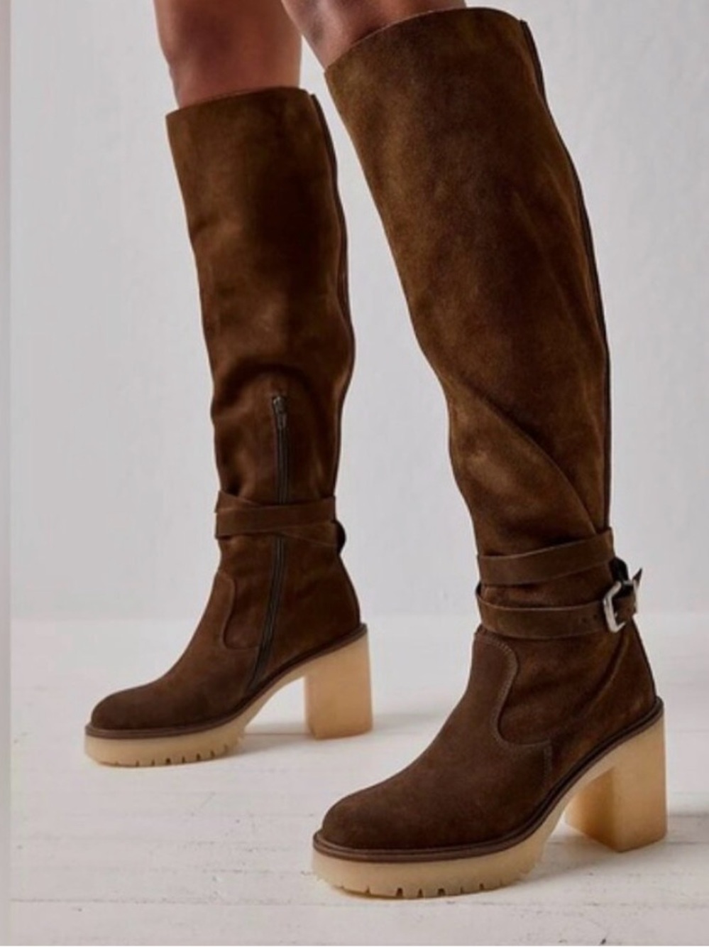 Free People  🌟 Jasper Over-the-Knee Tall Suede Platform boots made in Spain.